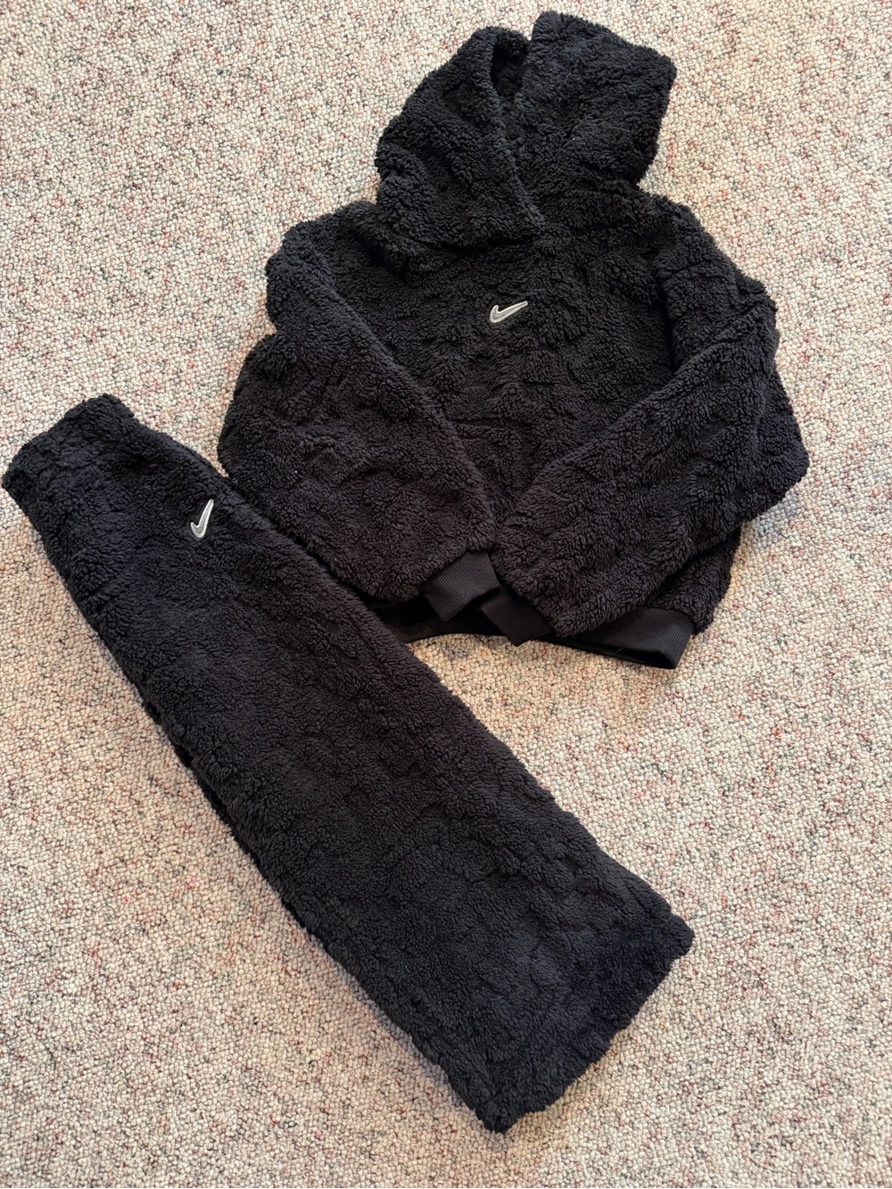 Nike Black Sherpa Fleece Hoodie and pant set  - Black
